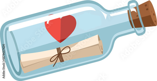 Heart in a Glass Bottle Message.