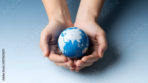 World water day person holding globe symbolizing water conservation and protection