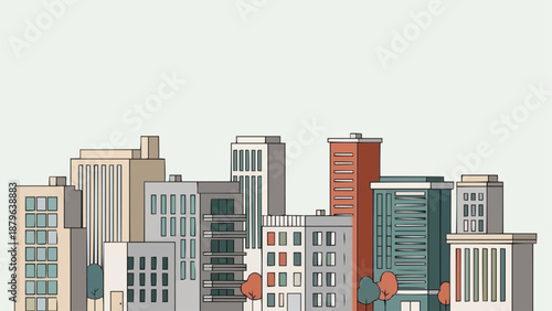 Modern City Skyline Buildings Illustration.