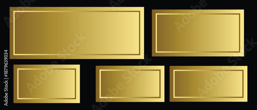 golden photo frame icon set, gold image picture album photo frame icon set.