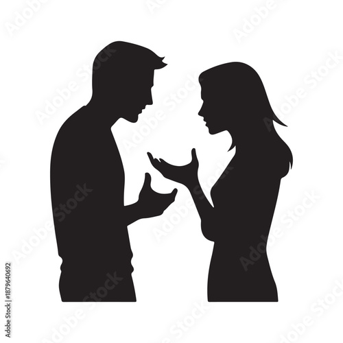 couple arguing vector silhouette clip art logo design illustration icon collection