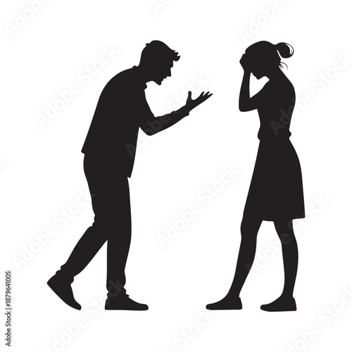 couple arguing vector silhouette clip art logo design illustration icon collection