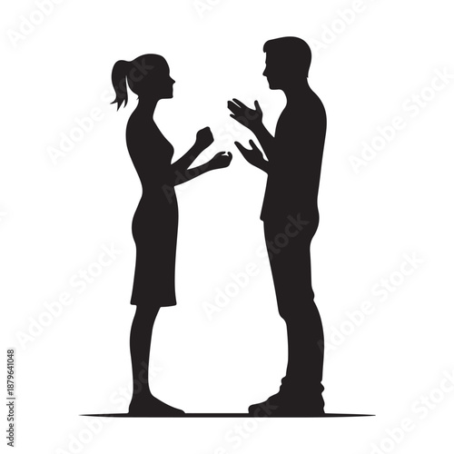 couple arguing vector silhouette clip art logo design illustration icon collection