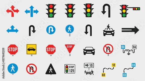 Collection of Traffic Signs and Signals Icons.
