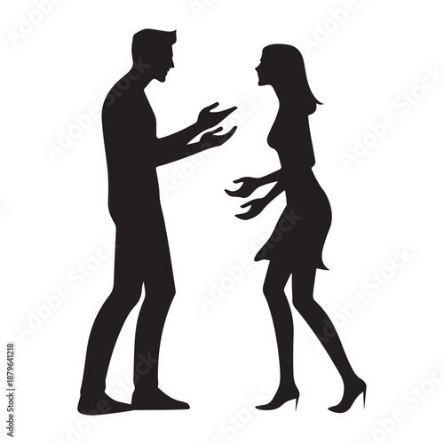 couple arguing vector silhouette clip art logo design illustration icon collection