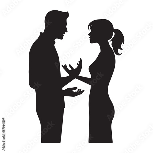 couple arguing vector silhouette clip art logo design illustration icon collection