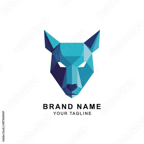 Geometric Wolf Head Logo Design Element.