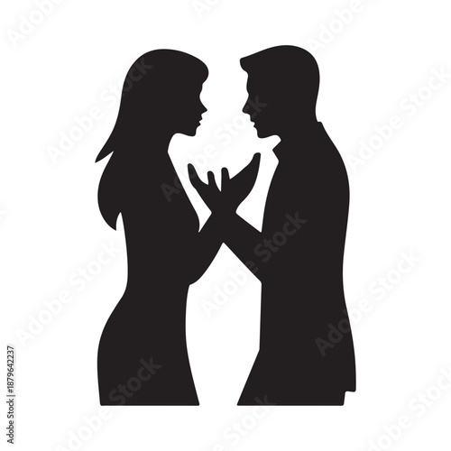 couple arguing vector silhouette clip art logo design illustration icon collection