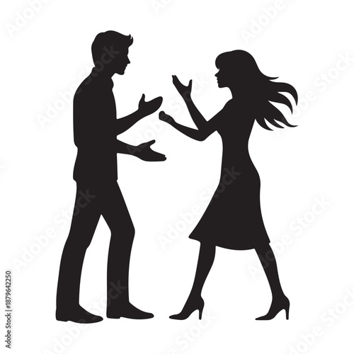 couple arguing vector silhouette clip art logo design illustration icon collection