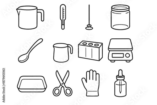 Icon tray wax candle icons glove pot vector making jug wick jar