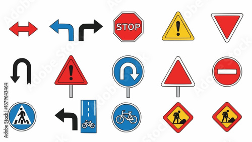 Collection of Road Traffic Signs and Symbols.