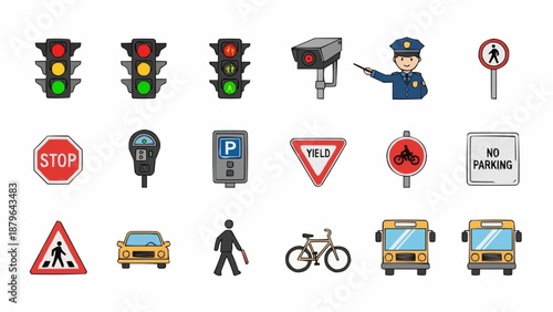 Collection of Traffic Signs and Symbols for Road Safety.