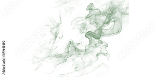 Foto Ethereal green smoke wisps on dark background abstract digital art Mysterious va