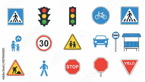 Collection of Road Traffic Signs and Signals.