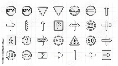 Collection of Road Traffic Signs and Symbols.