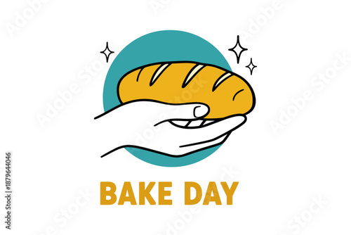 Hand holding freshly baked bread loaf - celebrate bake day with homemade goodness