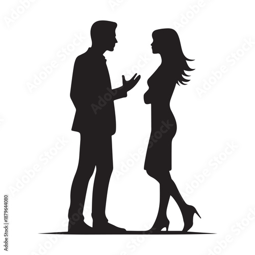 couple arguing vector silhouette clip art logo design illustration icon collection