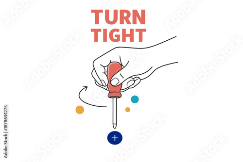 Hand turning screw with screwdriver illustrating correct technique diagram