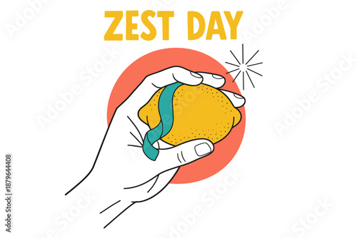 Hand holding lemon with zest peel on zest day celebration