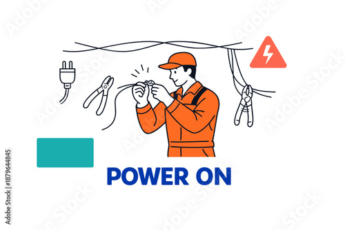 Male electrician working with electrical cables and tools