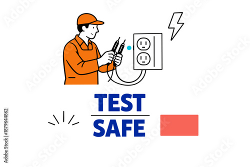 Male electrician testing socket connection for safety with multimeter
