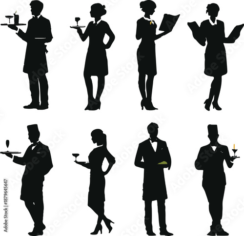 Service staff silhouettes set