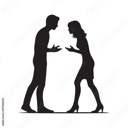 couple arguing vector silhouette clip art logo design illustration icon collection
