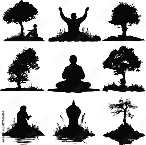 Silhouettes of nature and peace