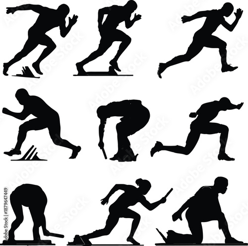 Silhouettes of runners racing