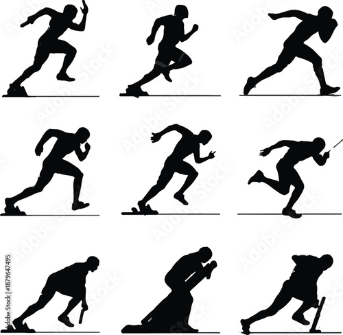 Silhouettes of runners sprinting