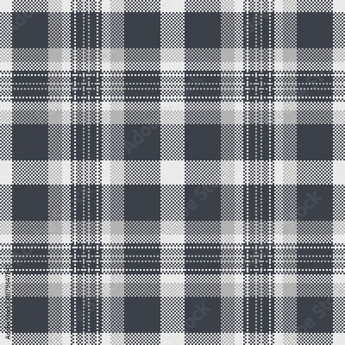 Shirt fabric check vector, direct textile plaid tartan. Quilted texture seamless background pattern in dark and white colors.