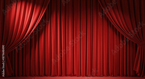 Wallpaper Mural Theater stage curtain with side drapes framing a closed backdrop for show opening and event presentation, used for performance promotion, award ceremony introduction and cinema premiere announcement Torontodigital.ca