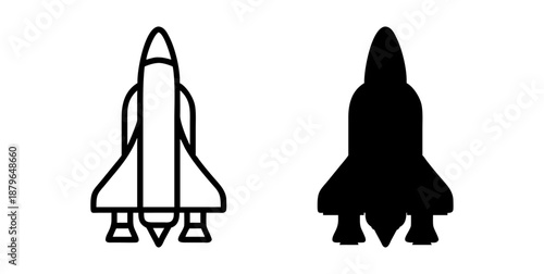 Space shuttle icons in black and white for design