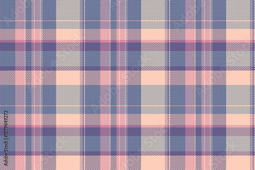 Anniversary seamless fabric pattern, artwork background tartan texture. Multi textile check plaid vector in pastel and indigo colors.