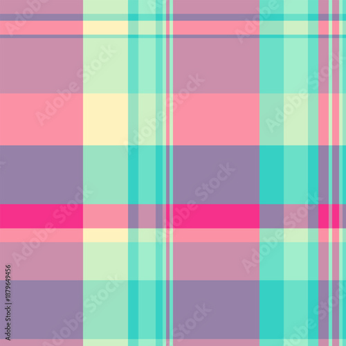 Jacket textile check tartan, upscale fabric seamless background. Silky texture vector plaid pattern in pastel and teal colors.