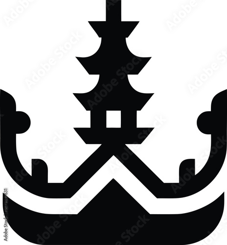 thai royal barge prow silhouette vector illustration on transparent background