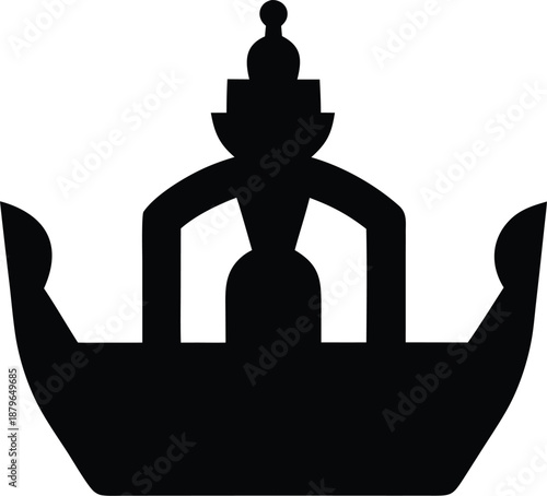 thai royal barge prow silhouette vector illustration on transparent background