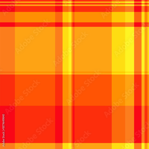 Seventies textile check background, stylish texture plaid tartan. Packaging pattern fabric vector seamless in bright and vivid tangerine colors.