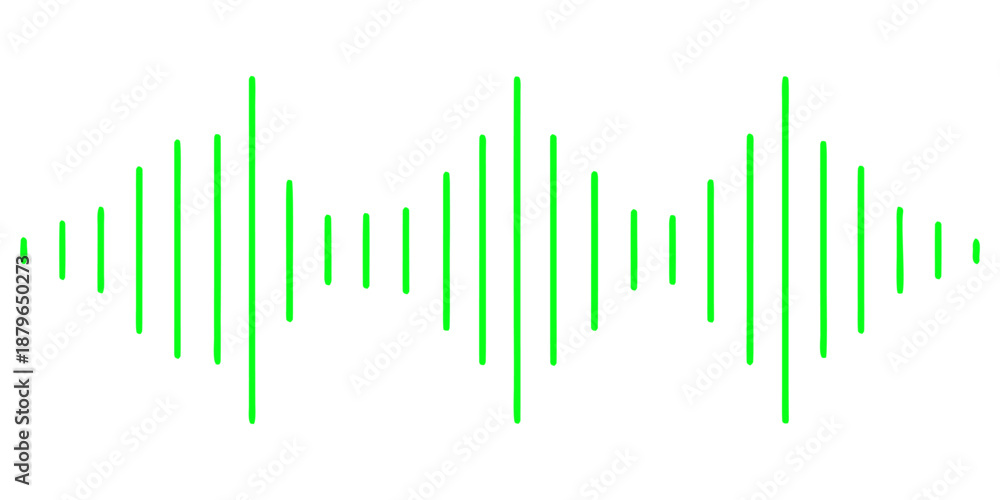 Obraz premium Green waveform audio signal representation. 