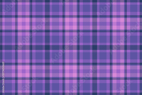 Graphical vector tartan plaid, wide seamless fabric texture. Furniture pattern check background textile in indigo and amethyst colors.