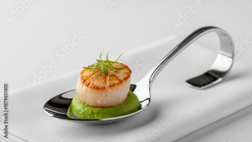 Gourmet Scallop Dish on Elegant Plate.