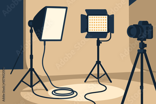Illustration studio lighting vector light floor backdrop neatly partially equipment led