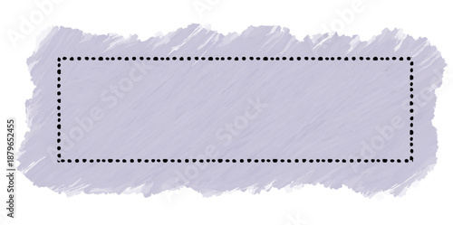 Abstract artistic brush stroke background with a soft purple texture and a neat dotted rectangular frame for creative design elements