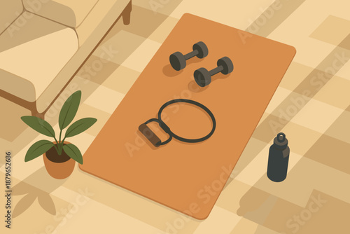 Sunlight minimal illustration tidy creating minimalist soft vector home view exercise resistance