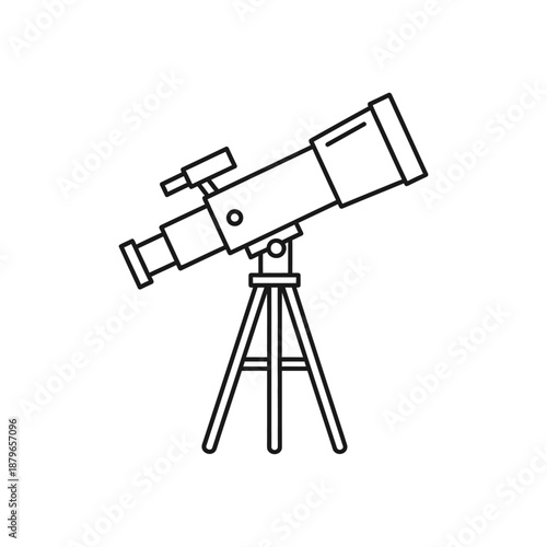 Telescope Line Icon for Astronomy, Stargazing, and Space Observation