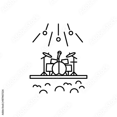 Stage Performance Line Icon for Live Show, Theater, and Entertainment