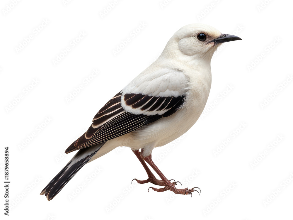 Obraz premium A white and black bird perched on a white surface, offering a striking visual contrast