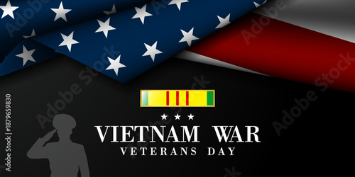 March 29 Is National Vietnam War Veterans Day. American flag, people and sign. Great for cards, banners, posters, social media and more. Black background.  