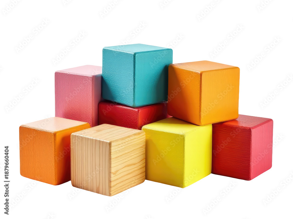 Fototapeta premium A stack of wooden blocks resting on top of each other, great for creative and educational uses