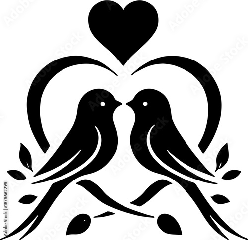 Symbol love bird with heart